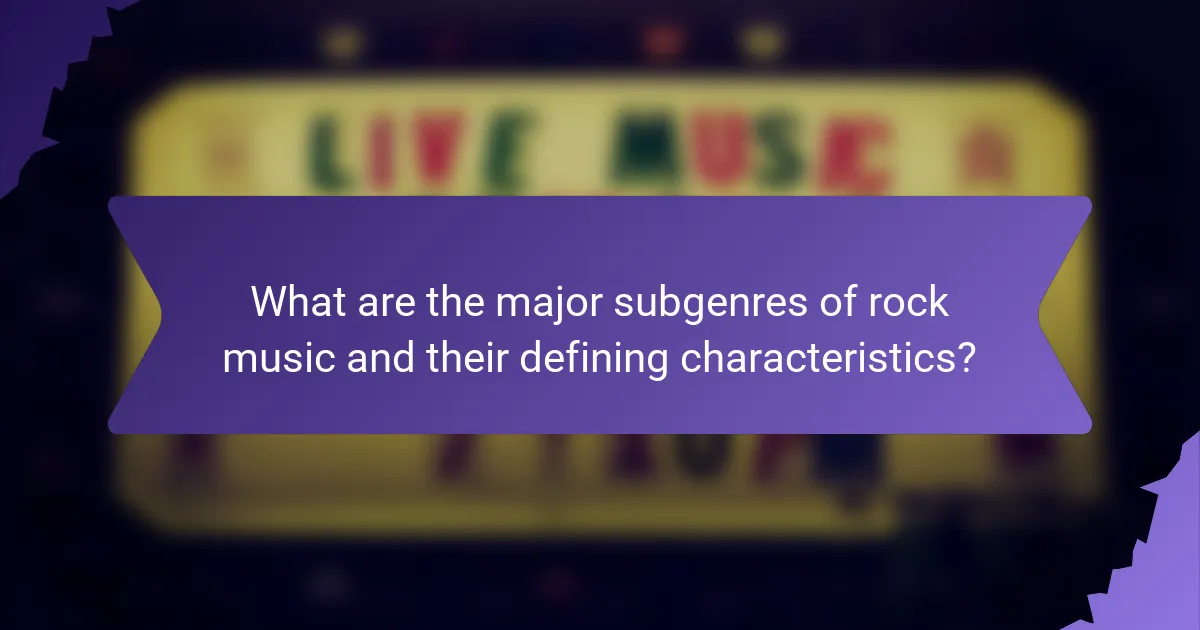 What are the major subgenres of rock music and their defining characteristics?