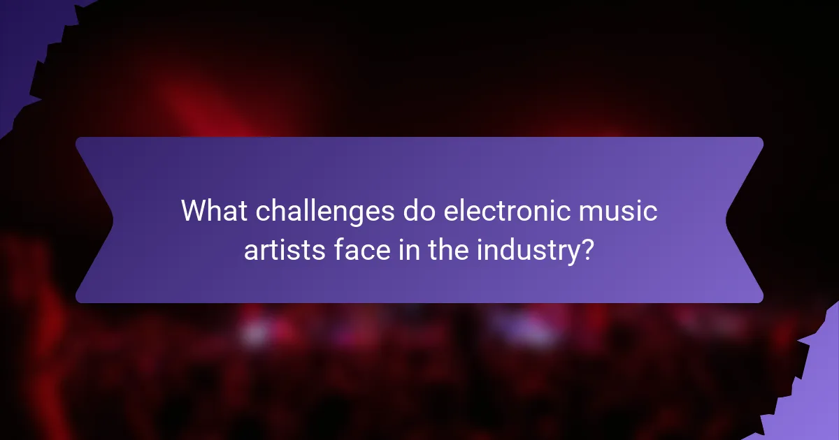 What challenges do electronic music artists face in the industry?