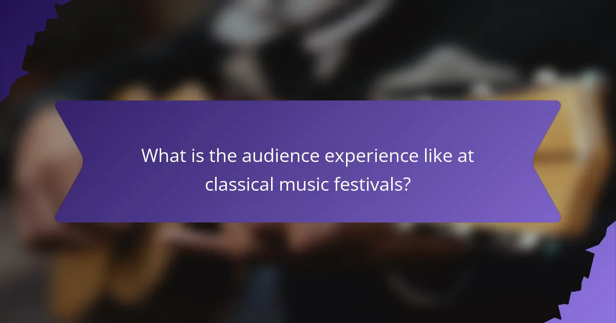 What is the audience experience like at classical music festivals?